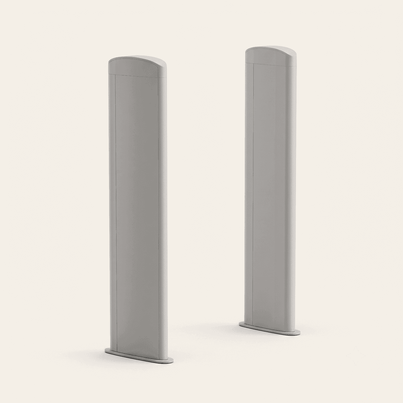 Pair of floor-standing RFID reader pedestals forming a doorway portal
