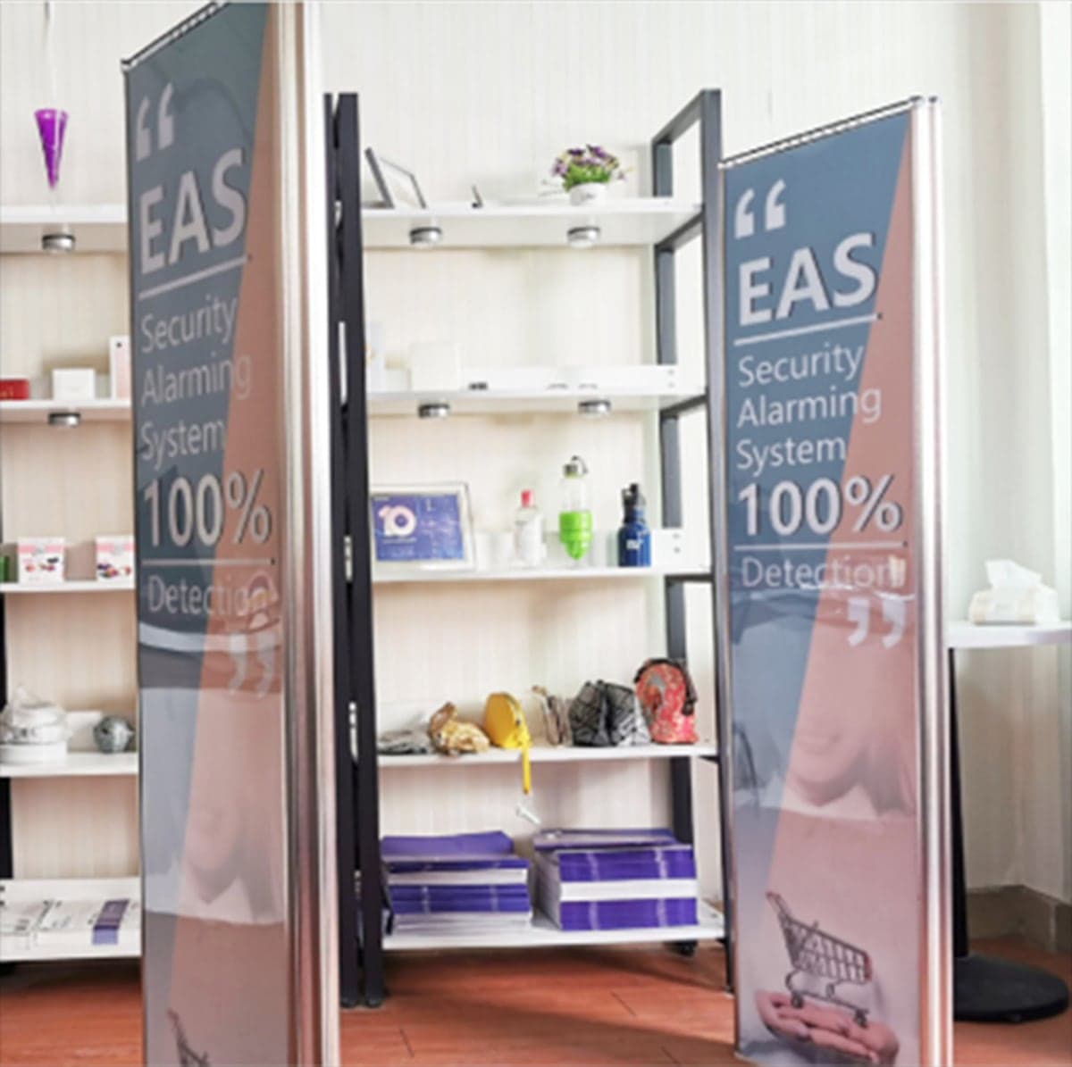 TagLock AM201 Advertising Pedestal installed at a store entrance