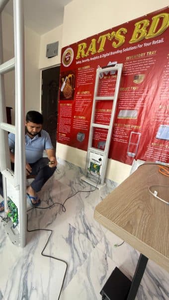 EAS gates installed by RATS BD in a retail store in Bangladesh — unattributed archive frame 83 of 110