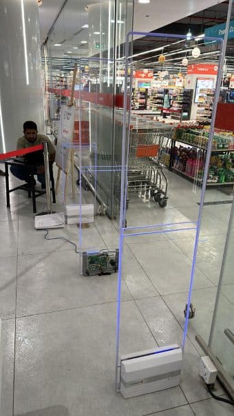EAS gates installed by RATS BD in a retail store in Bangladesh — unattributed archive frame 107 of 110