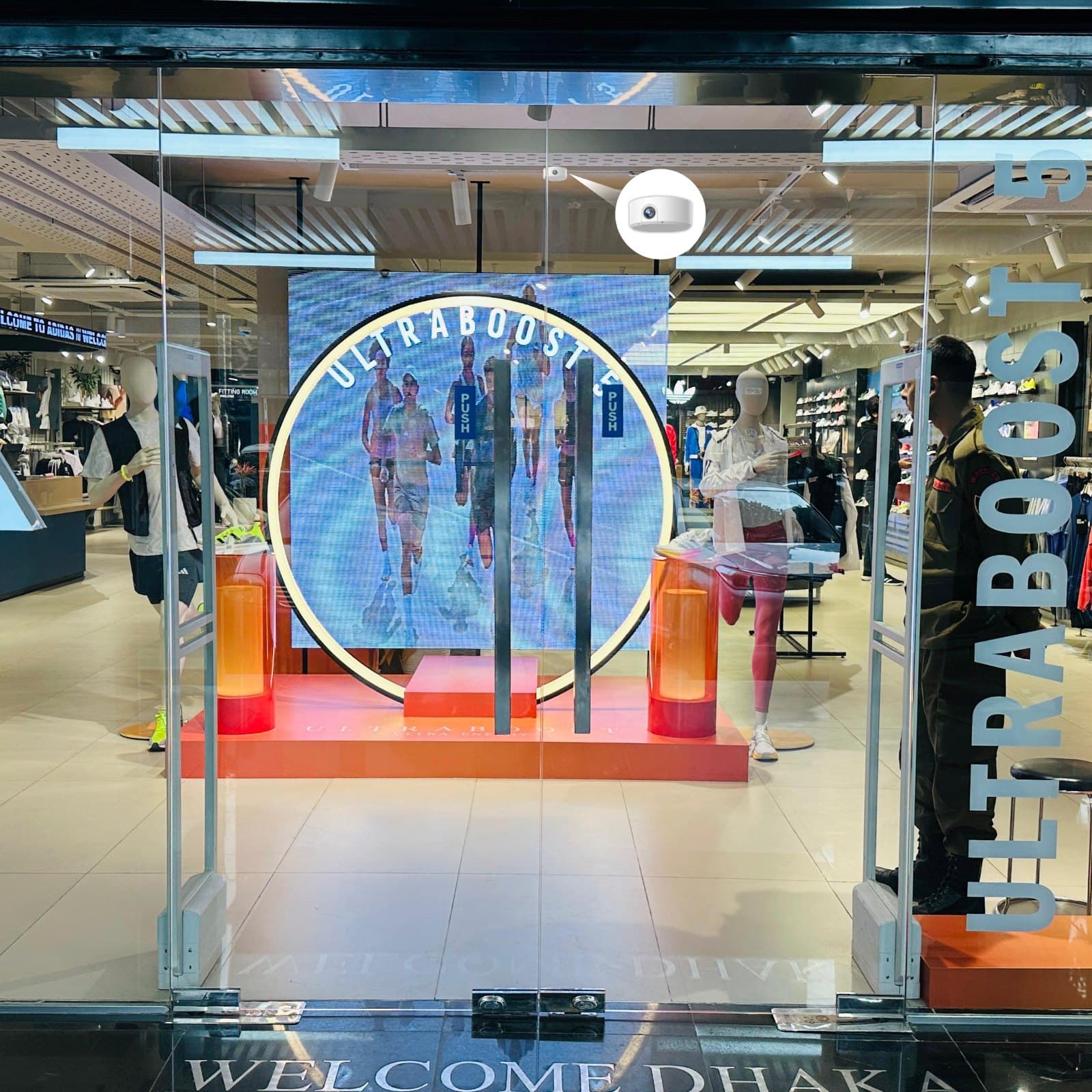 Retail security system at the Adidas footwear store in Gulshan, Dhaka
